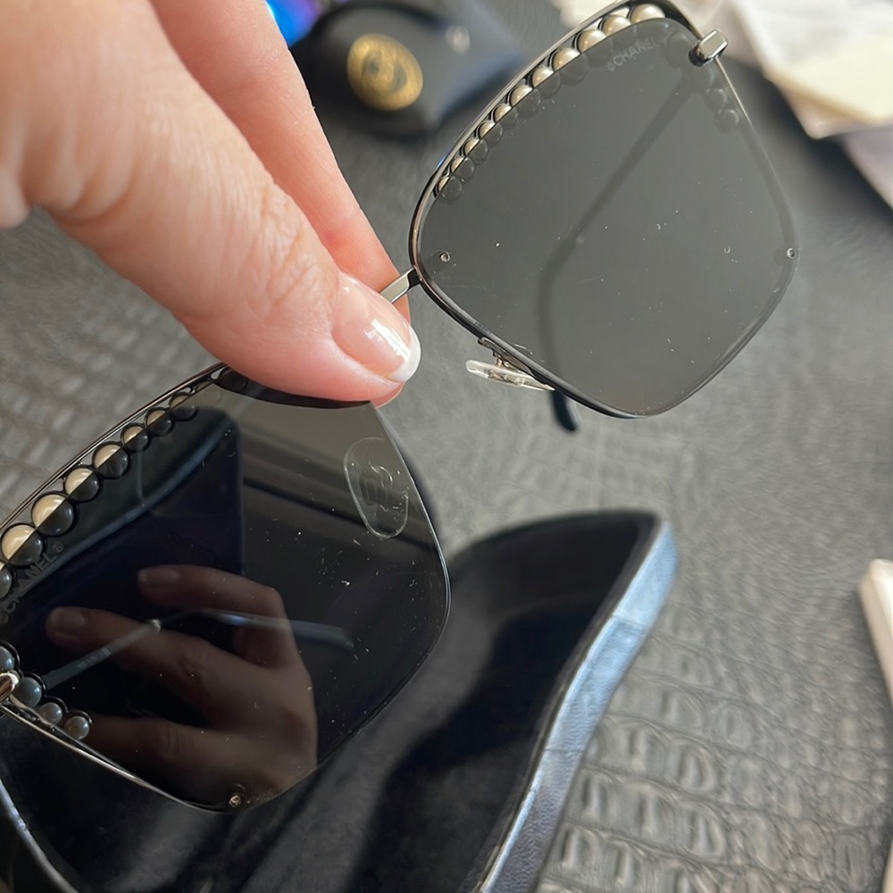 Chanel Women  Metal Square Frame Pearl Sunglasses - 4235H
